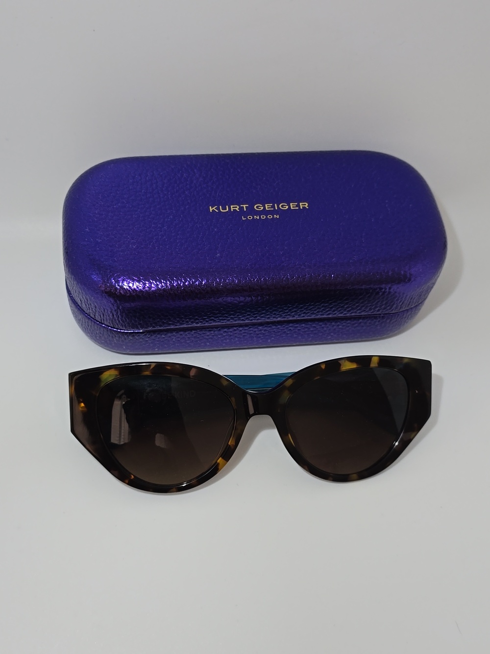 Kurt Geiger Teal Blue Women's Sunglasses with Silver Logo Accent